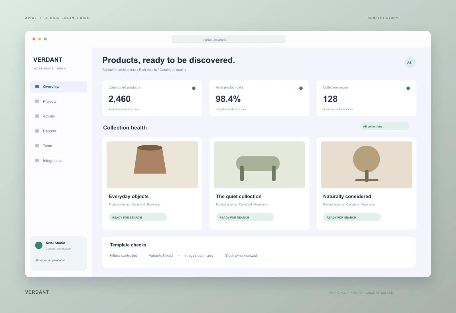 VERDANT — Товарний каталог, зрозумілий пошуку